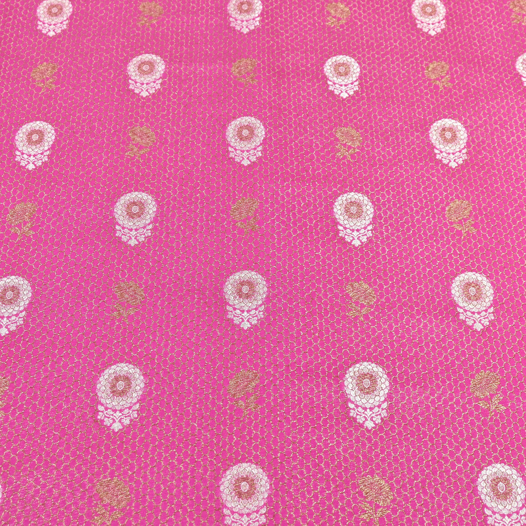 Premium Silk Katan Mina Zari Jaal Brocade Fabric | BUT350-15