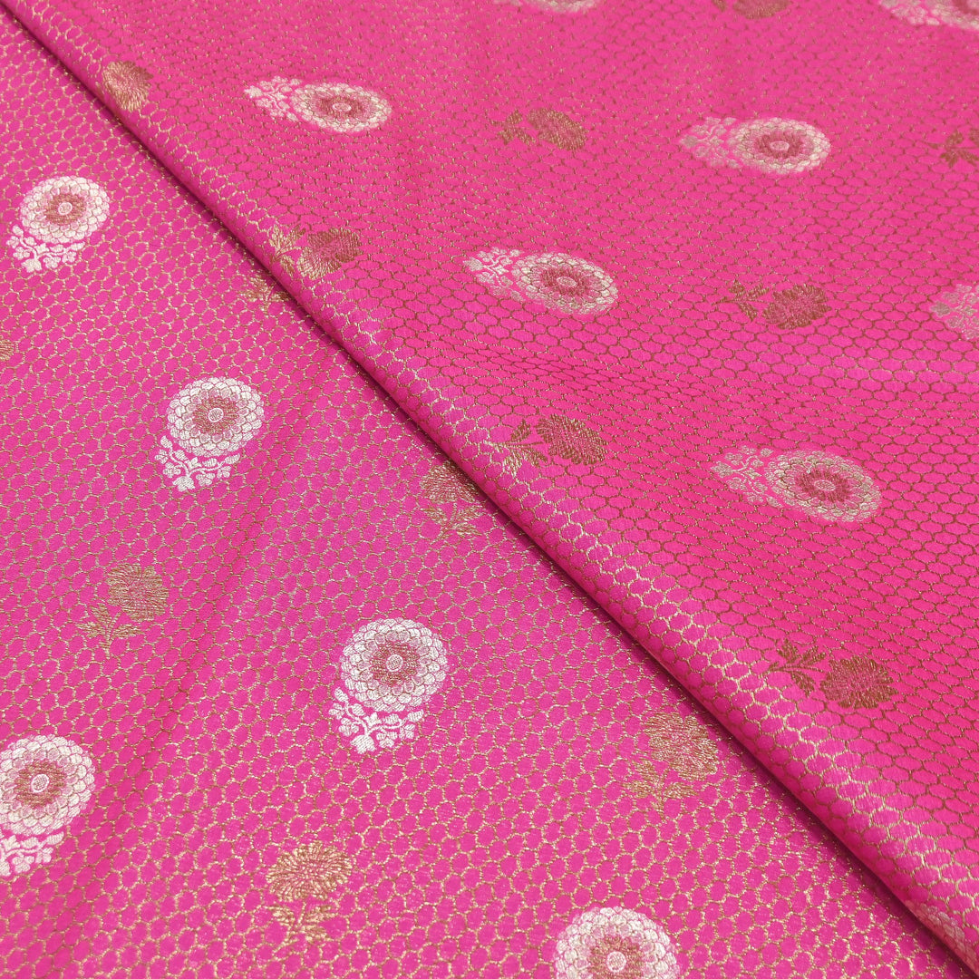 Premium Silk Katan Mina Zari Jaal Brocade Fabric | BUT350-15