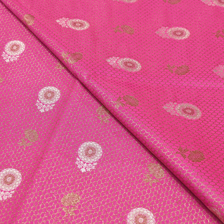 Premium Silk Katan Mina Zari Jaal Brocade Fabric | BUT350-15