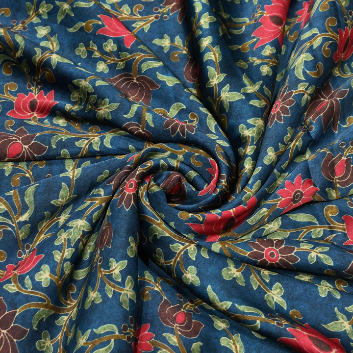 Bemberg Satin Digital Print Fabric | Premium Designer Printed Satin Fabric | 001333-S6