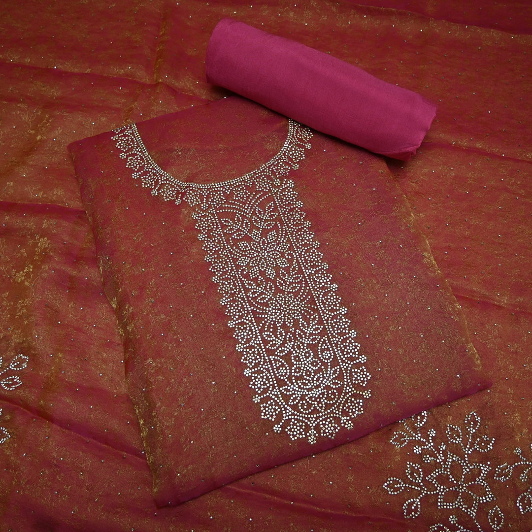 Tissue Self-Design Unstitched Suit Set