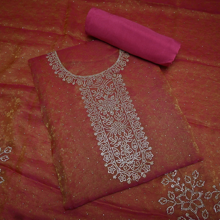 Tissue Self-Design Unstitched Suit Set