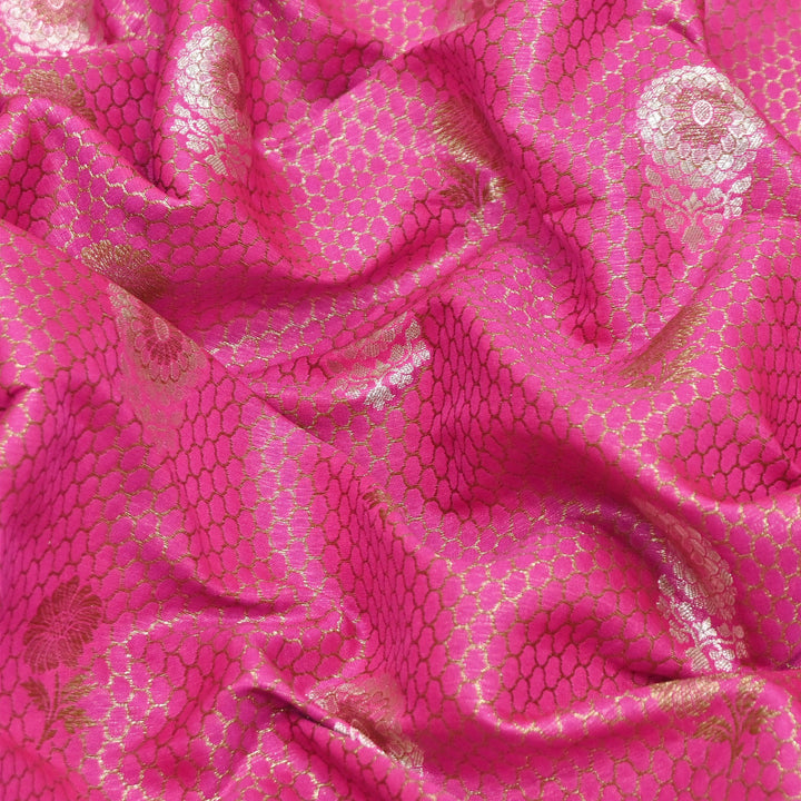Premium Silk Katan Mina Zari Jaal Brocade Fabric | BUT350-15