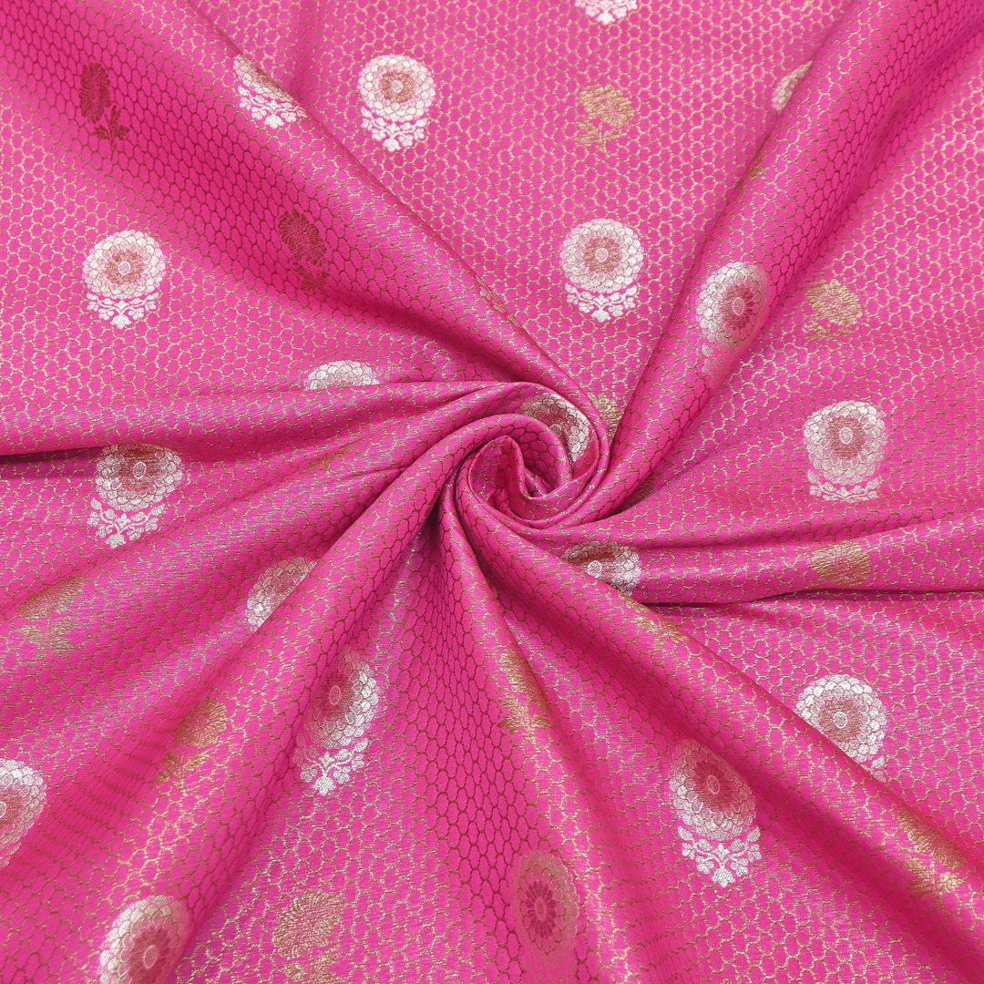 Premium Silk Katan Mina Zari Jaal Brocade Fabric | BUT350-15
