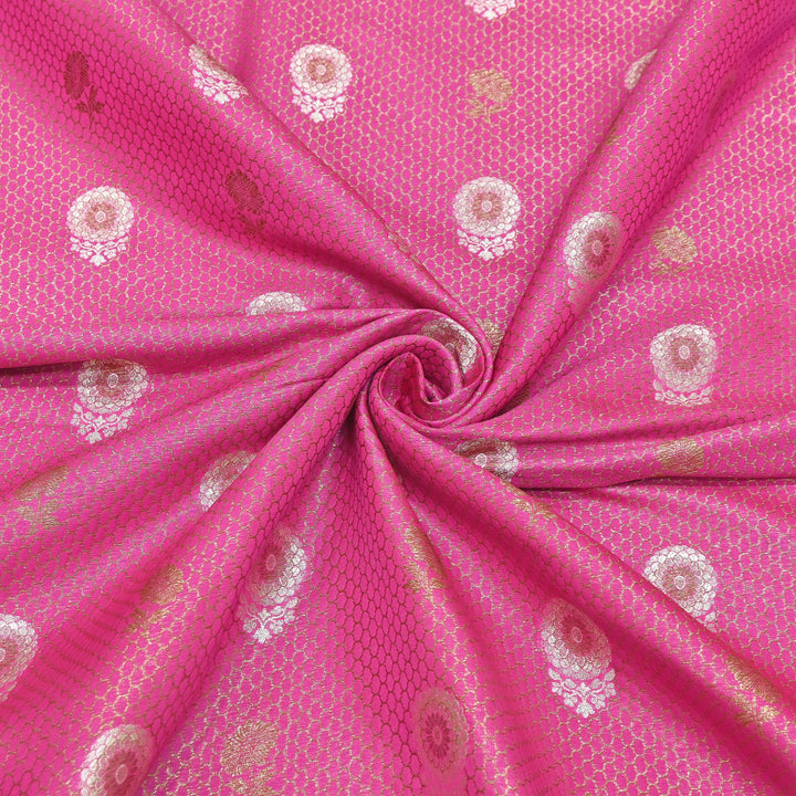 Premium Silk Katan Mina Zari Jaal Brocade Fabric | BUT350-15