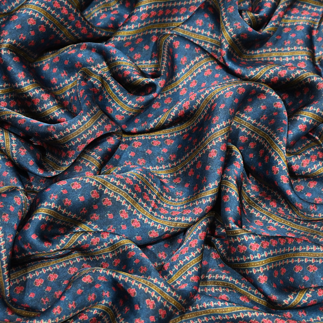 Bemberg Satin Digital Print Fabric | Premium Designer Printed Satin Fabric | 001333-S7