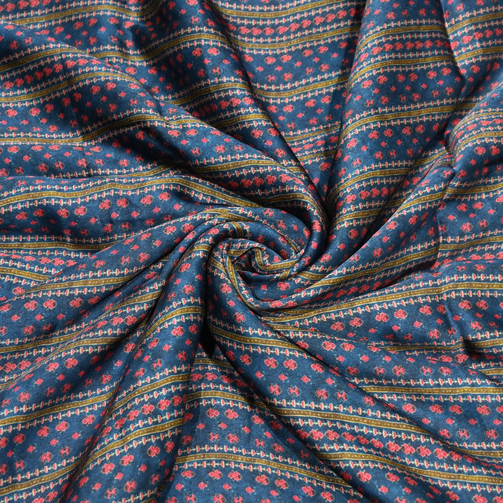 Bemberg Satin Digital Print Fabric | Premium Designer Printed Satin Fabric | 001333-S7