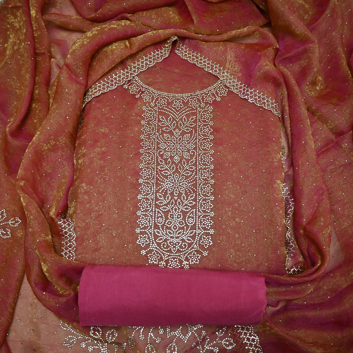 Tissue Self-Design Unstitched Suit Set