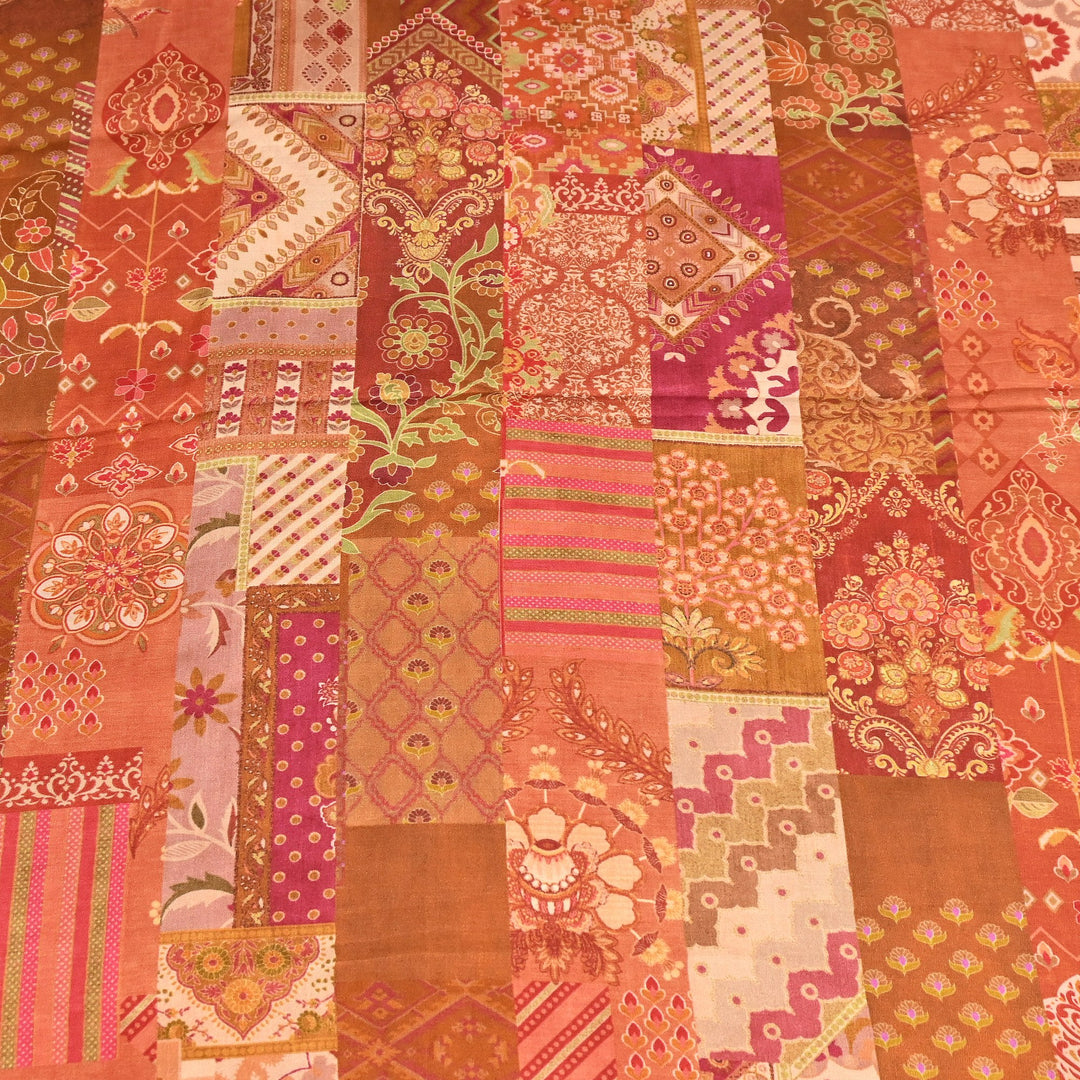 Bemberg Satin Digital Print Fabric | Premium Designer Printed Satin Fabric | 001333-S8