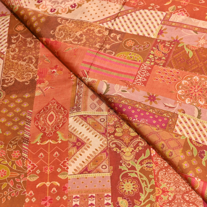 Bemberg Satin Digital Print Fabric | Premium Designer Printed Satin Fabric | 001333-S8