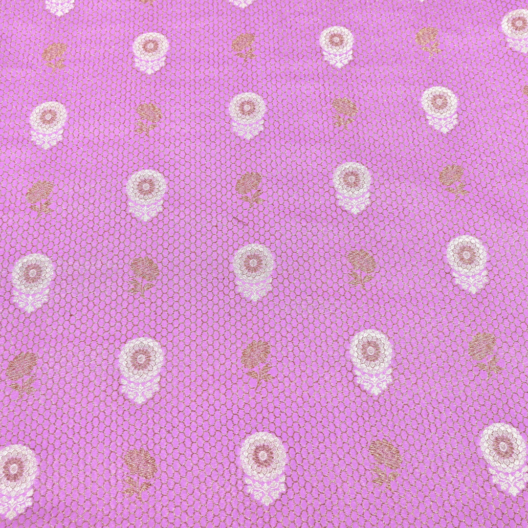 Premium Silk Katan Mina Zari Jaal Brocade Fabric | BUT350-14