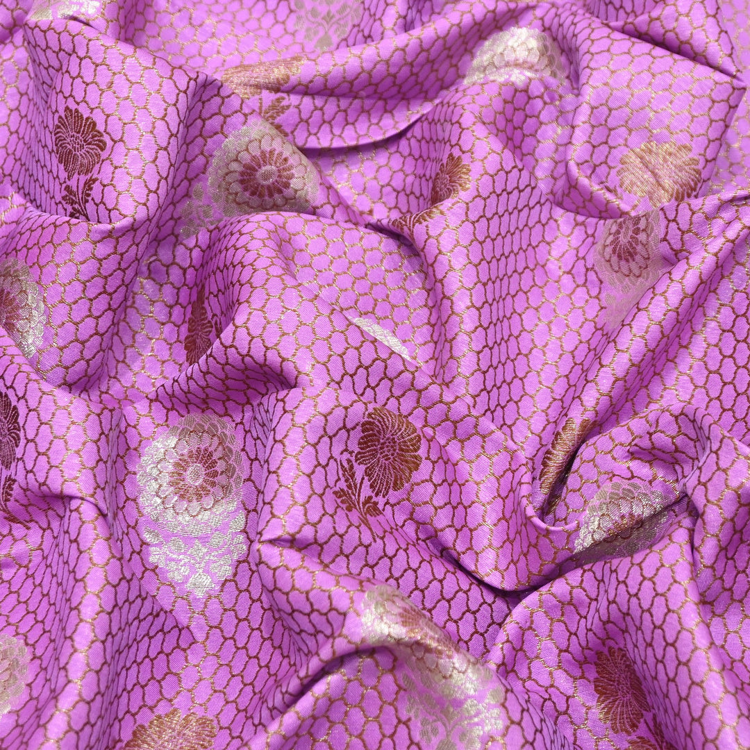 Premium Silk Katan Mina Zari Jaal Brocade Fabric | BUT350-14