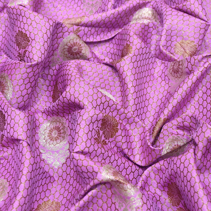 Premium Silk Katan Mina Zari Jaal Brocade Fabric | BUT350-14