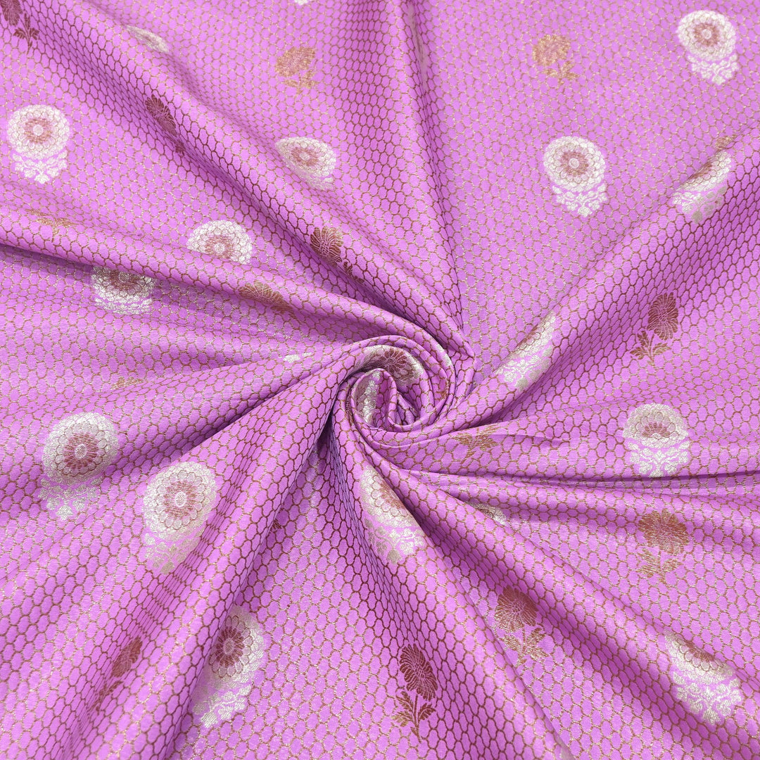 Premium Silk Katan Mina Zari Jaal Brocade Fabric | BUT350-14