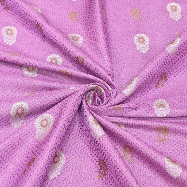 Premium Silk Katan Mina Zari Jaal Brocade Fabric | BUT350-14