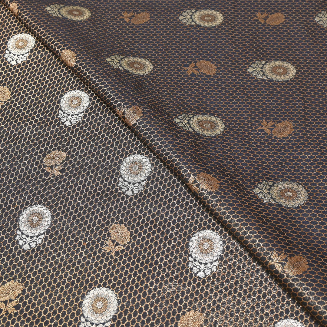 Premium Silk Katan Mina Zari Jaal Brocade Fabric | BUT350-13
