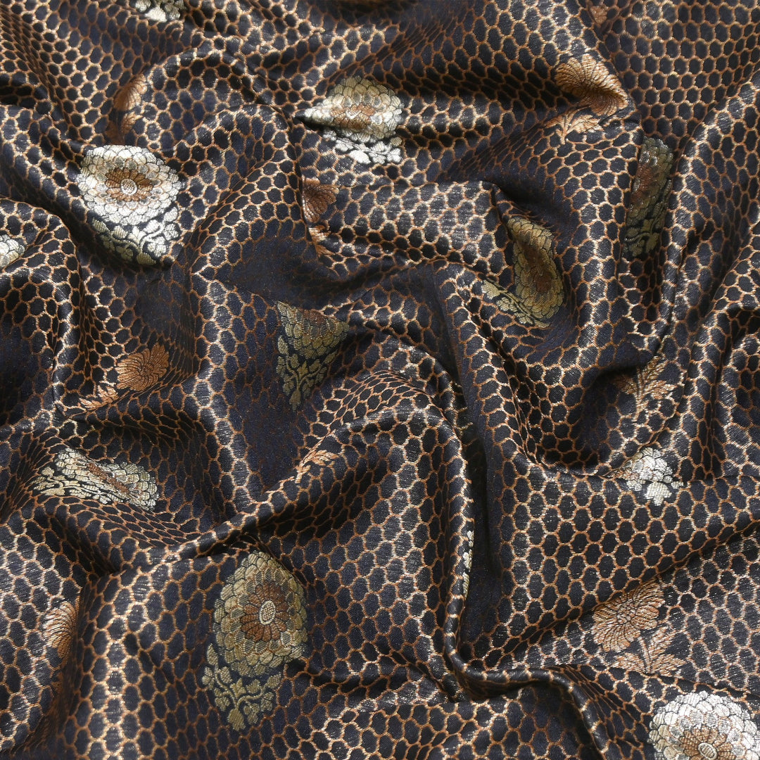 Premium Silk Katan Mina Zari Jaal Brocade Fabric | BUT350-13
