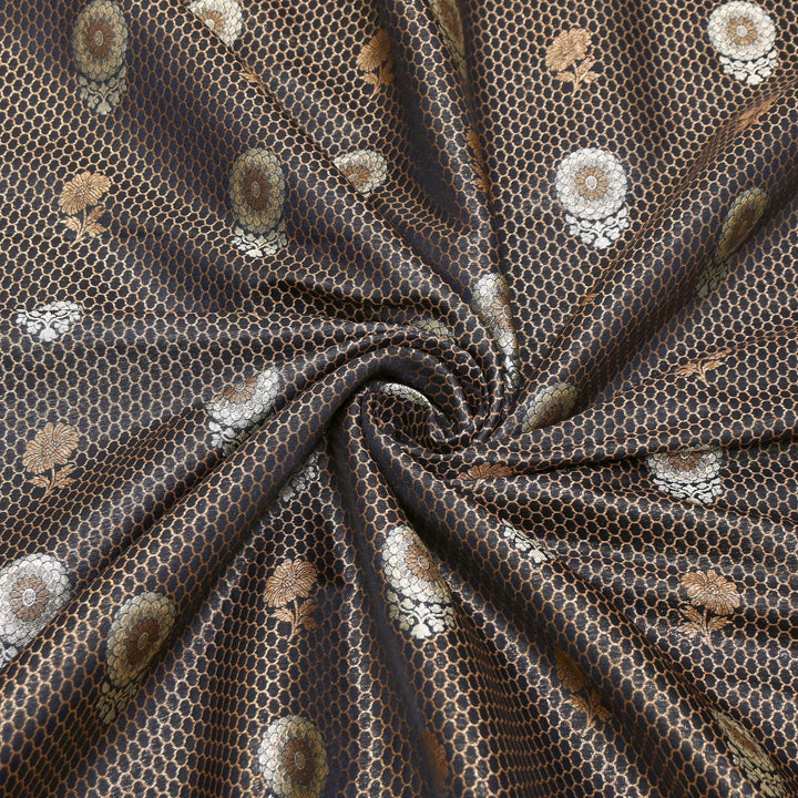 Premium Silk Katan Mina Zari Jaal Brocade Fabric | BUT350-13