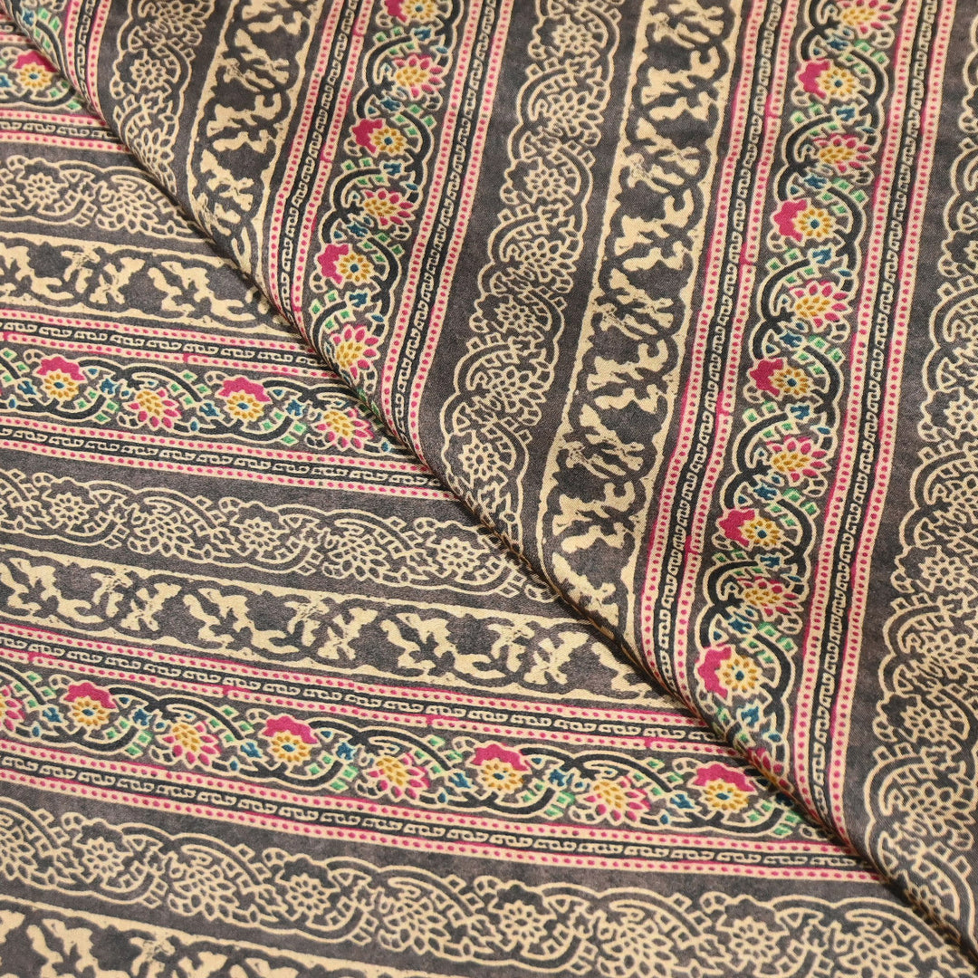 Bemberg Satin Digital Print Fabric | Premium Designer Printed Satin Fabric | 001333-S10