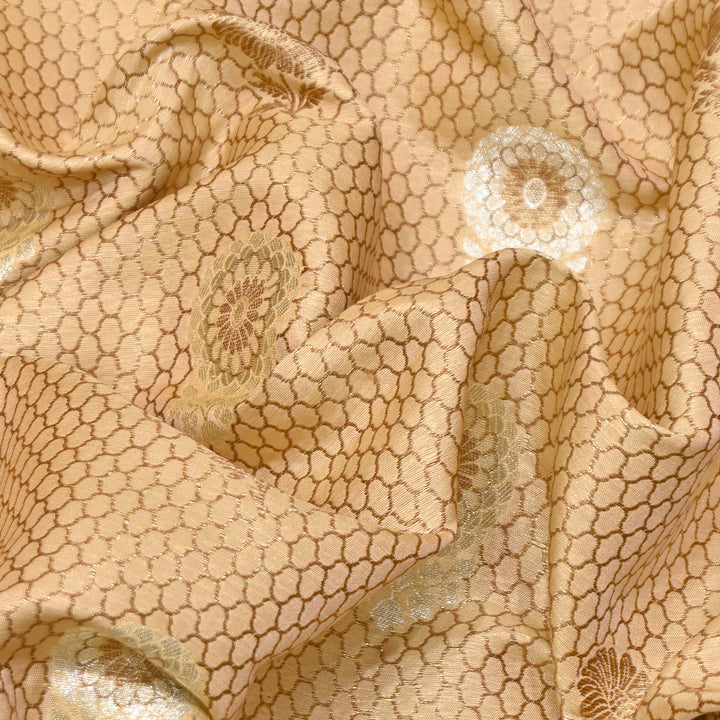 Premium Silk Katan Mina Zari Jaal Brocade Fabric | BUT350-17