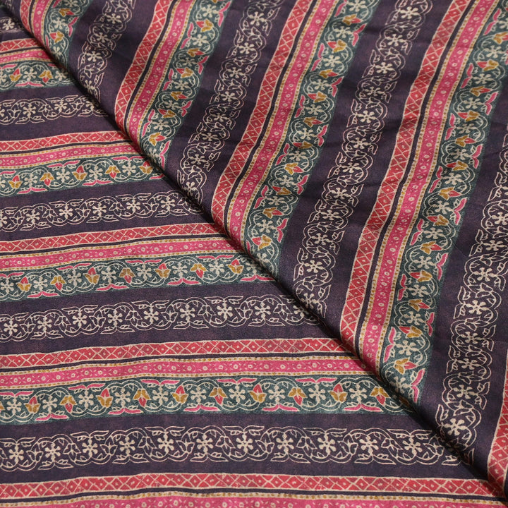 Bemberg Satin Digital Print Fabric | Premium Designer Printed Satin Fabric | 001333-S11