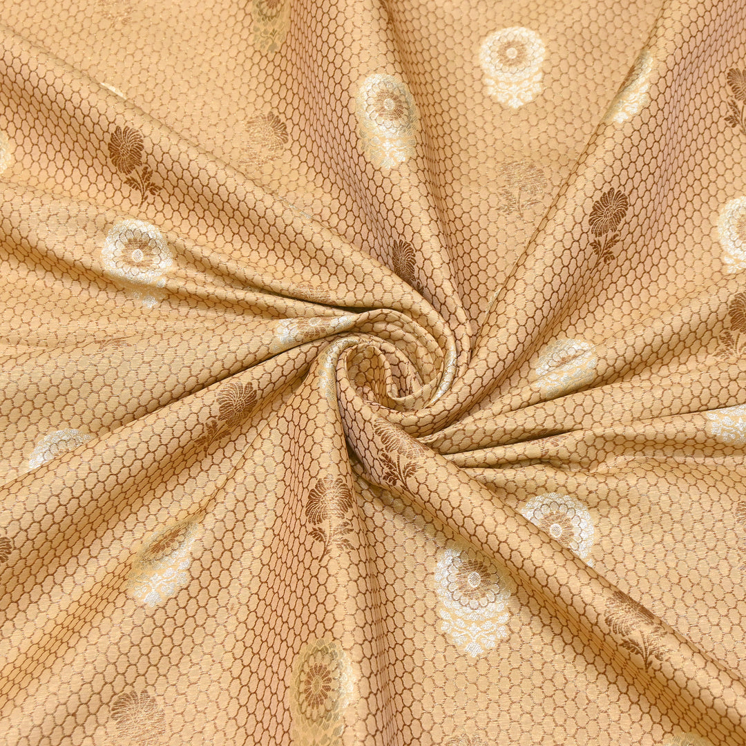Premium Silk Katan Mina Zari Jaal Brocade Fabric | BUT350-17