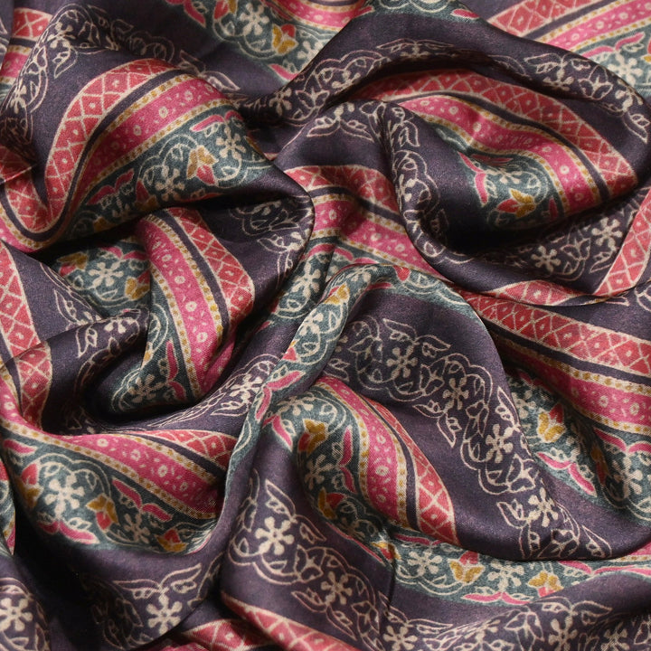 Bemberg Satin Digital Print Fabric | Premium Designer Printed Satin Fabric | 001333-S11