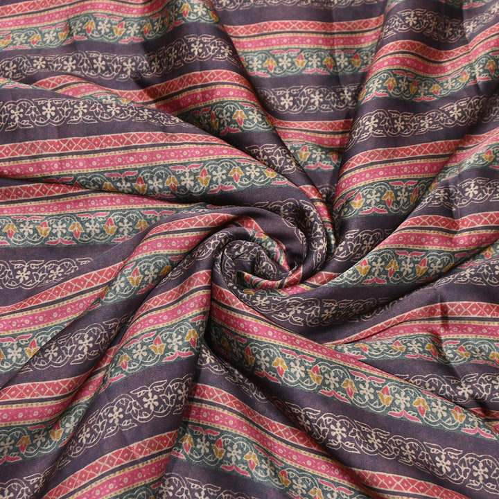 Bemberg Satin Digital Print Fabric | Premium Designer Printed Satin Fabric | 001333-S11