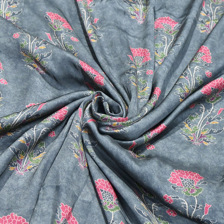 Bemberg Satin Digital Print Fabric | Premium Designer Printed Satin Fabric | 001333-S12