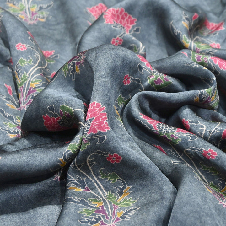 Bemberg Satin Digital Print Fabric | Premium Designer Printed Satin Fabric | 001333-S12