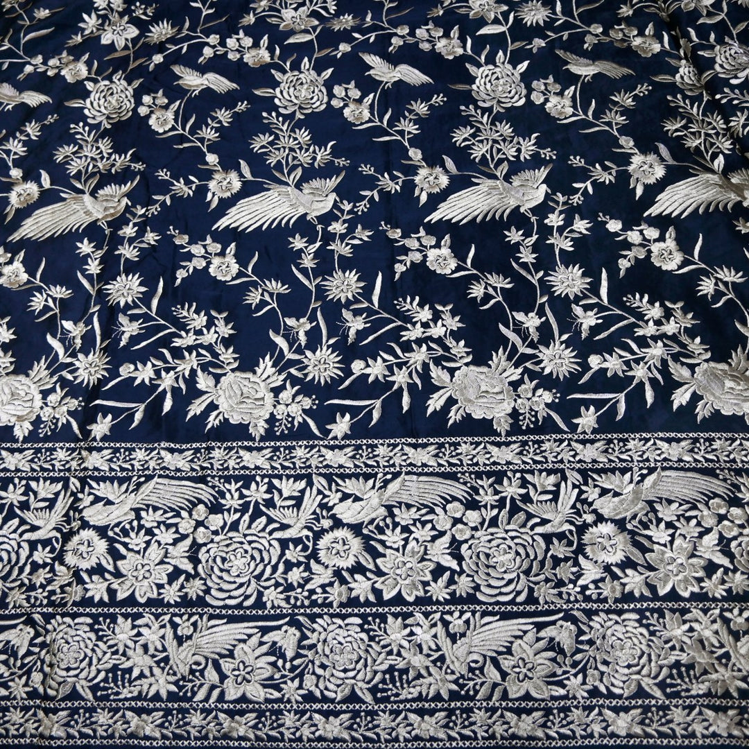 Beautiful Modal Satin Parsi Work Embroidery Fabrics