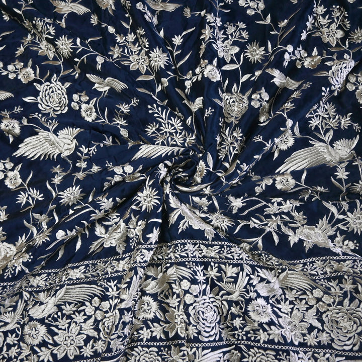 Beautiful Modal Satin Parsi Work Embroidery Fabrics