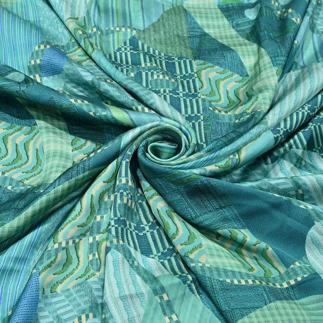Bemberg Satin Digital Print Fabric | Premium Designer Printed Satin Fabric | 001333-S20