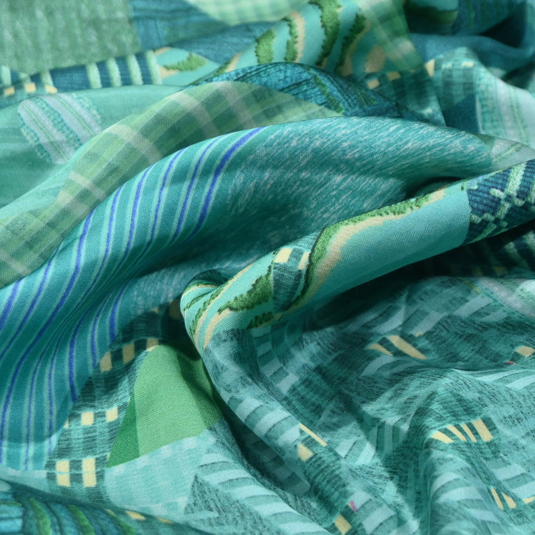 Bemberg Satin Digital Print Fabric | Premium Designer Printed Satin Fabric | 001333-S20