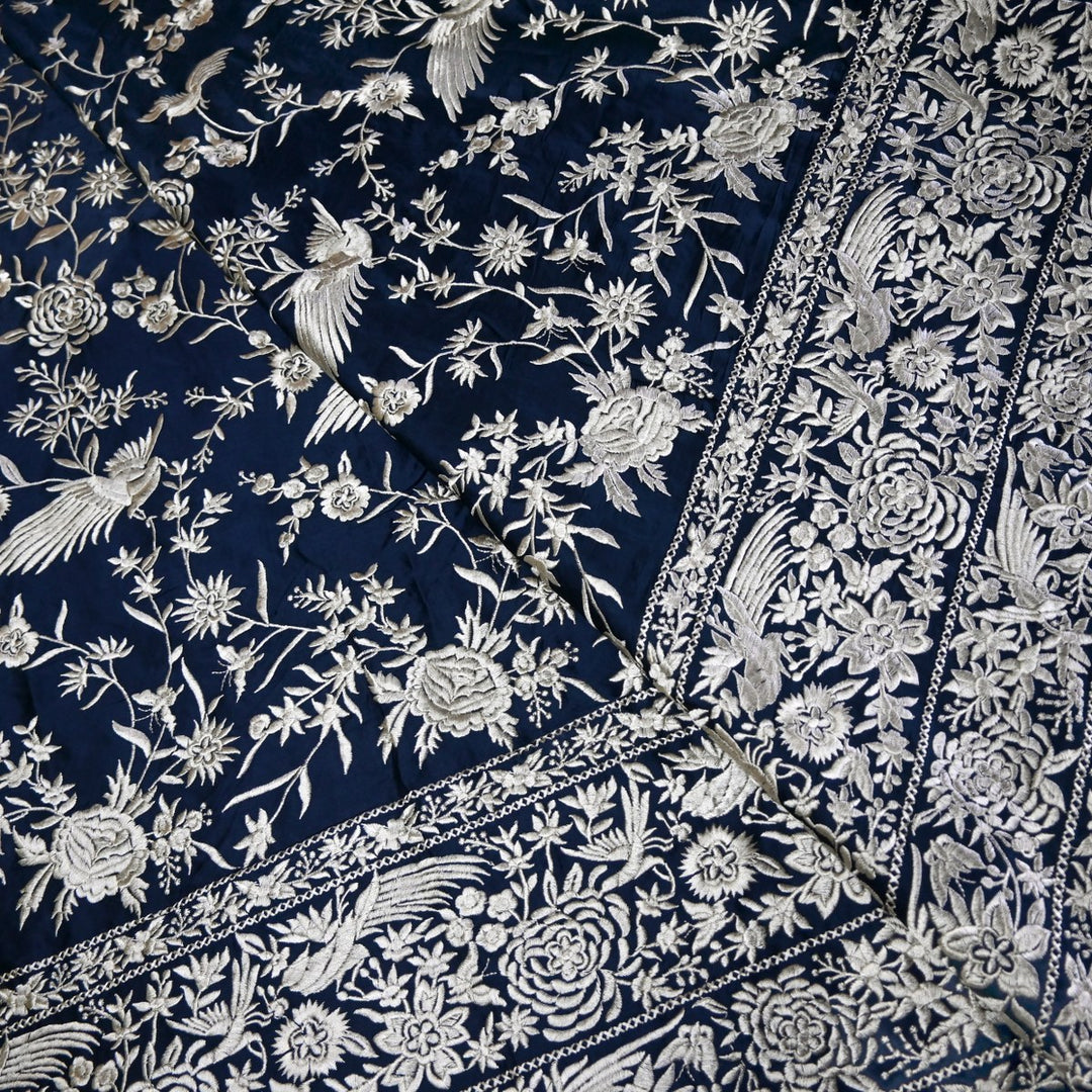 Beautiful Modal Satin Parsi Work Embroidery Fabrics