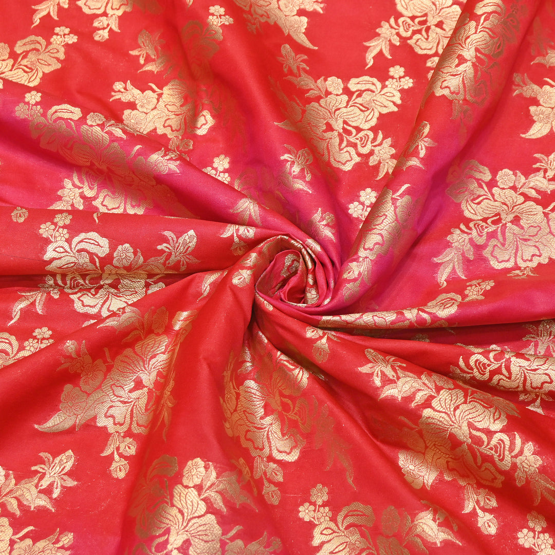 Premium Katan Silk Zari Boota Jaal Brocade Fabric | Luxury Brocade Fabric | HS0205-02