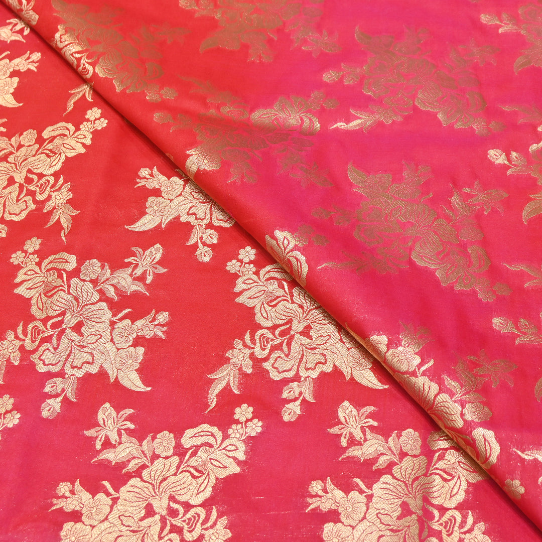 Premium Katan Silk Zari Boota Jaal Brocade Fabric | Luxury Brocade Fabric | HS0205-02