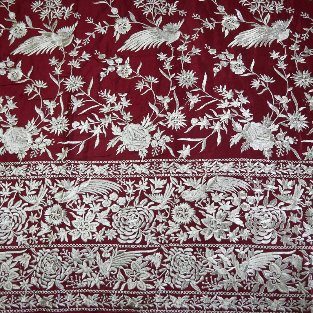 Beautiful Modal Satin Parsi Work Embroidery Fabrics