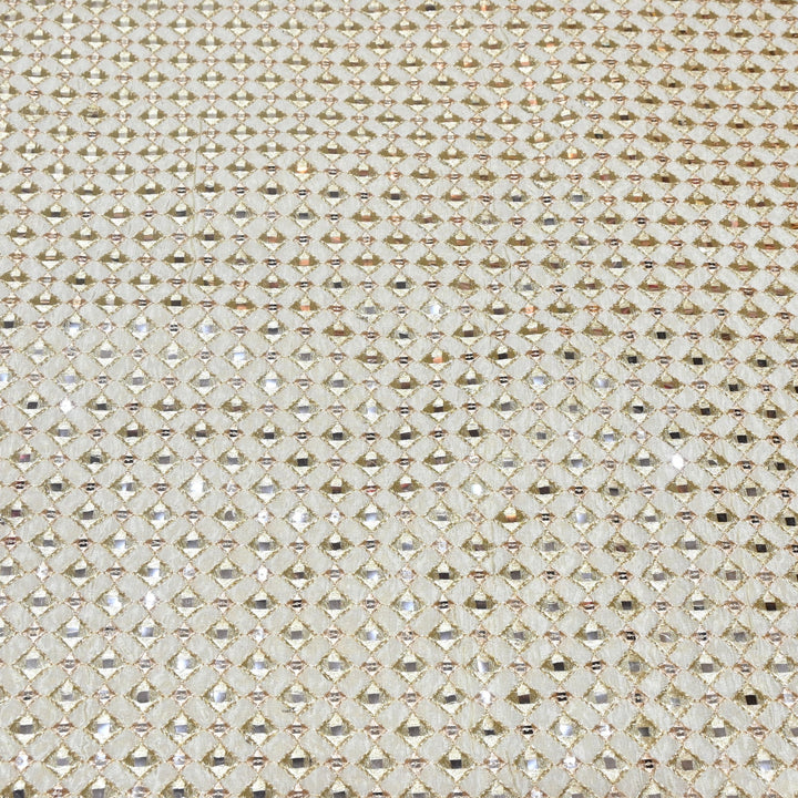 Dyeable Tissue Zari Mirror & Sequins Embroidery Designer Fabric 040007