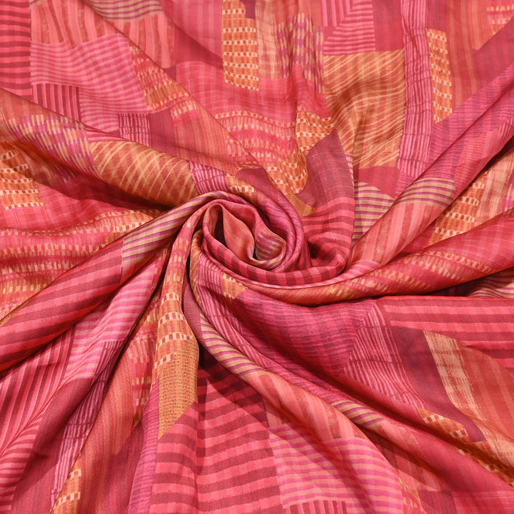 Bemberg Satin Digital Print Fabric | Premium Designer Printed Satin Fabric | 001333-S18