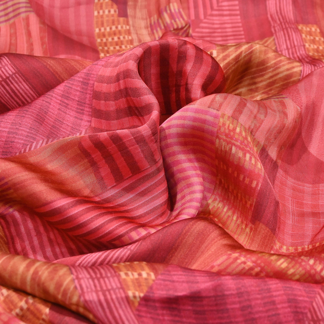 Bemberg Satin Digital Print Fabric | Premium Designer Printed Satin Fabric | 001333-S18