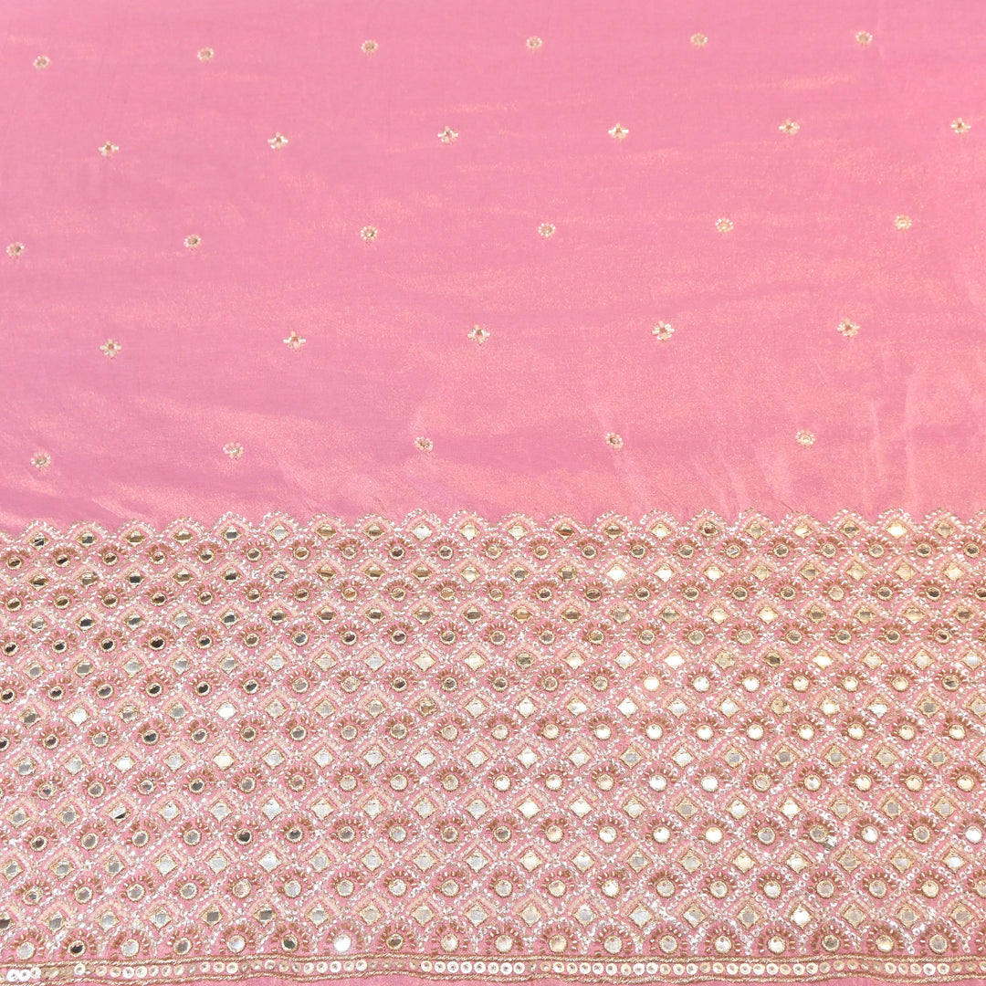 Premium Dyed Tissue Mirror Moti Sequin Embroidered Fabric with Heavy Border - EB00669-1
