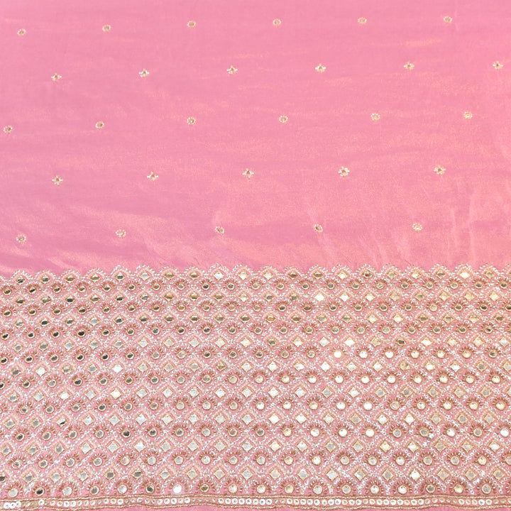 Premium Dyed Tissue Mirror Moti Sequin Embroidered Fabric with Heavy Border - EB00669-1