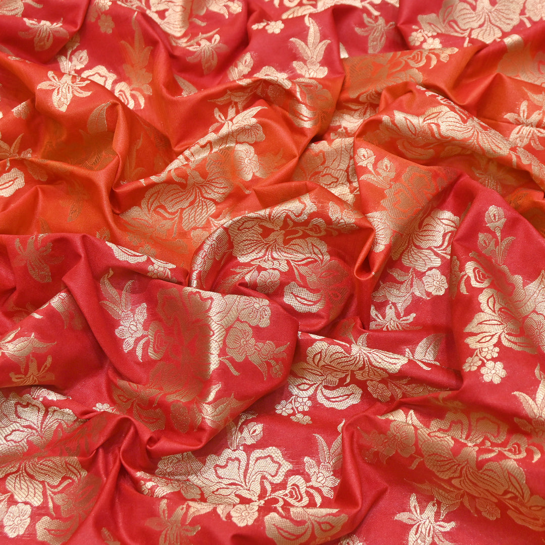 Premium Katan Silk Zari Boota Jaal Brocade Fabric | Luxury Brocade Fabric | HS0205-04