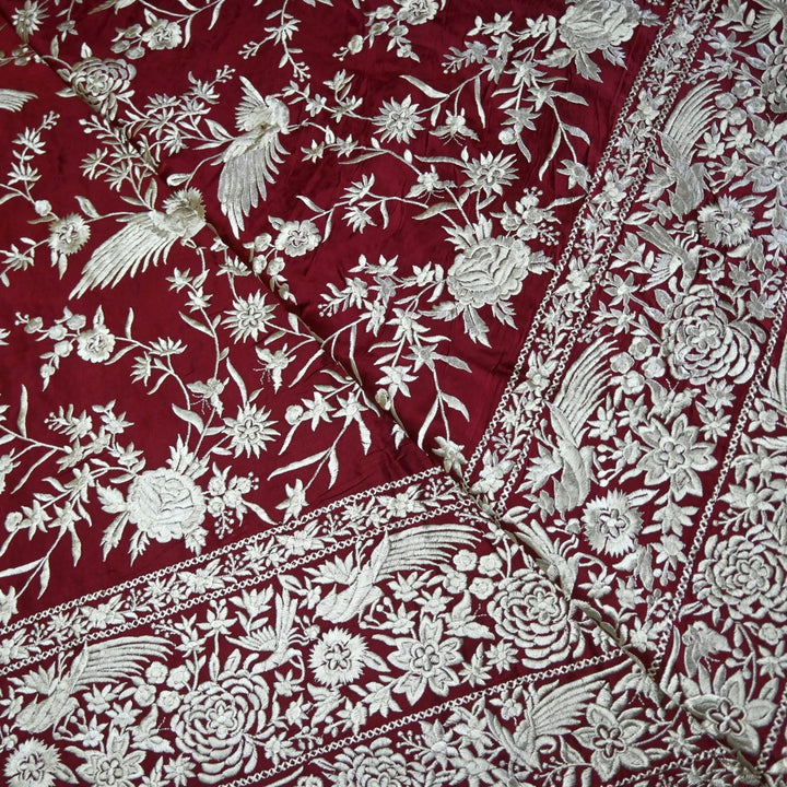 Beautiful Modal Satin Parsi Work Embroidery Fabrics