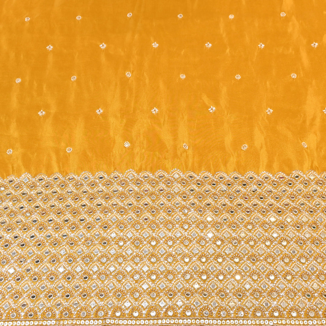 Premium Dyed Tissue Mirror Moti Sequin Embroidered Fabric with Heavy Border - EB00669-2