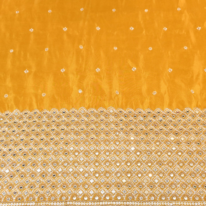 Premium Dyed Tissue Mirror Moti Sequin Embroidered Fabric with Heavy Border - EB00669-2