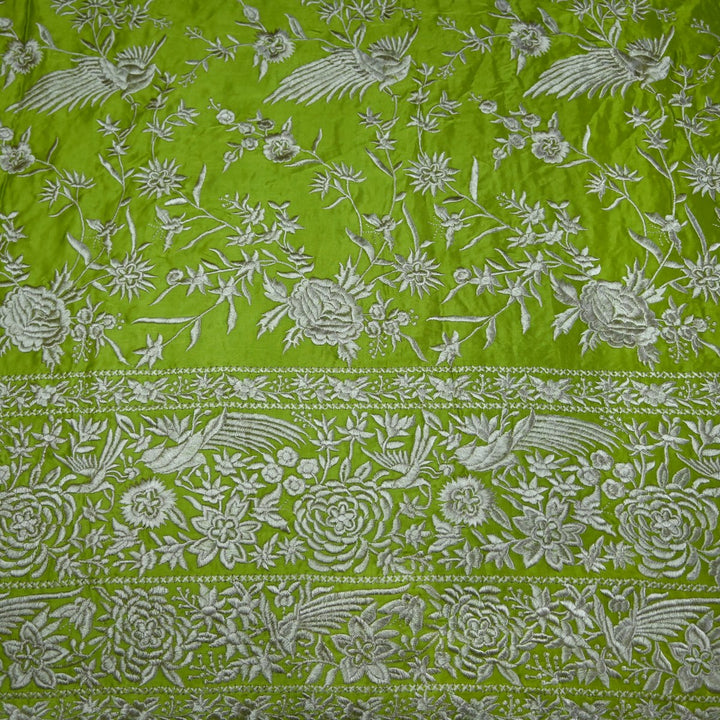 Beautiful Modal Satin Parsi Work Embroidery Fabrics