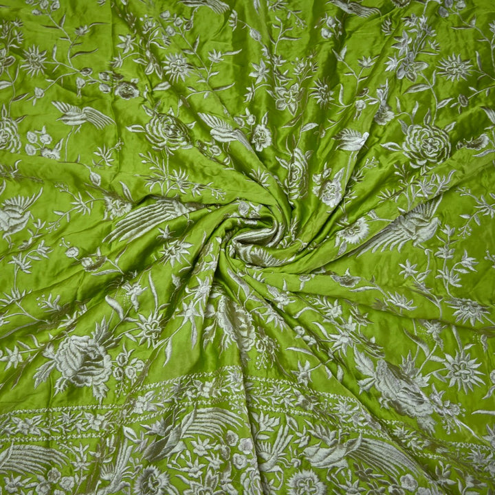 Beautiful Modal Satin Parsi Work Embroidery Fabrics