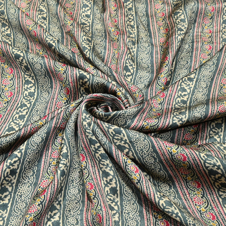 Bemberg Satin Digital Print Fabric | Premium Designer Printed Satin Fabric | 001333-S14